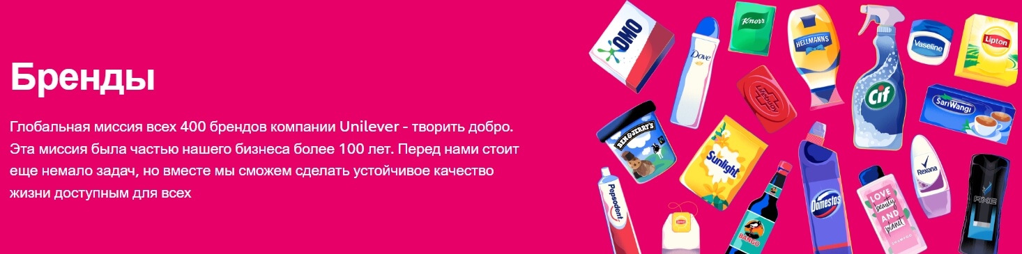 Компания Unilever выпускает 400 товарных брендов