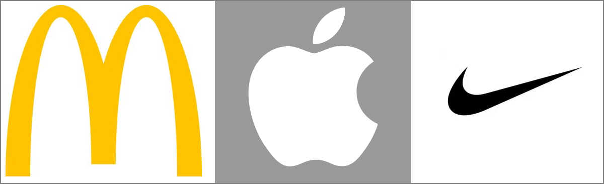 Логотипы Макдоналдс, Apple и Nike