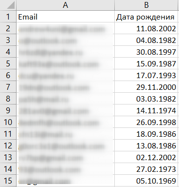 Файл с датами