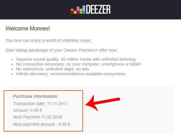 письмо от Deezer