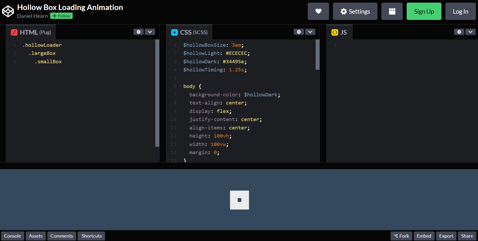 Код прелоадера в Codepen