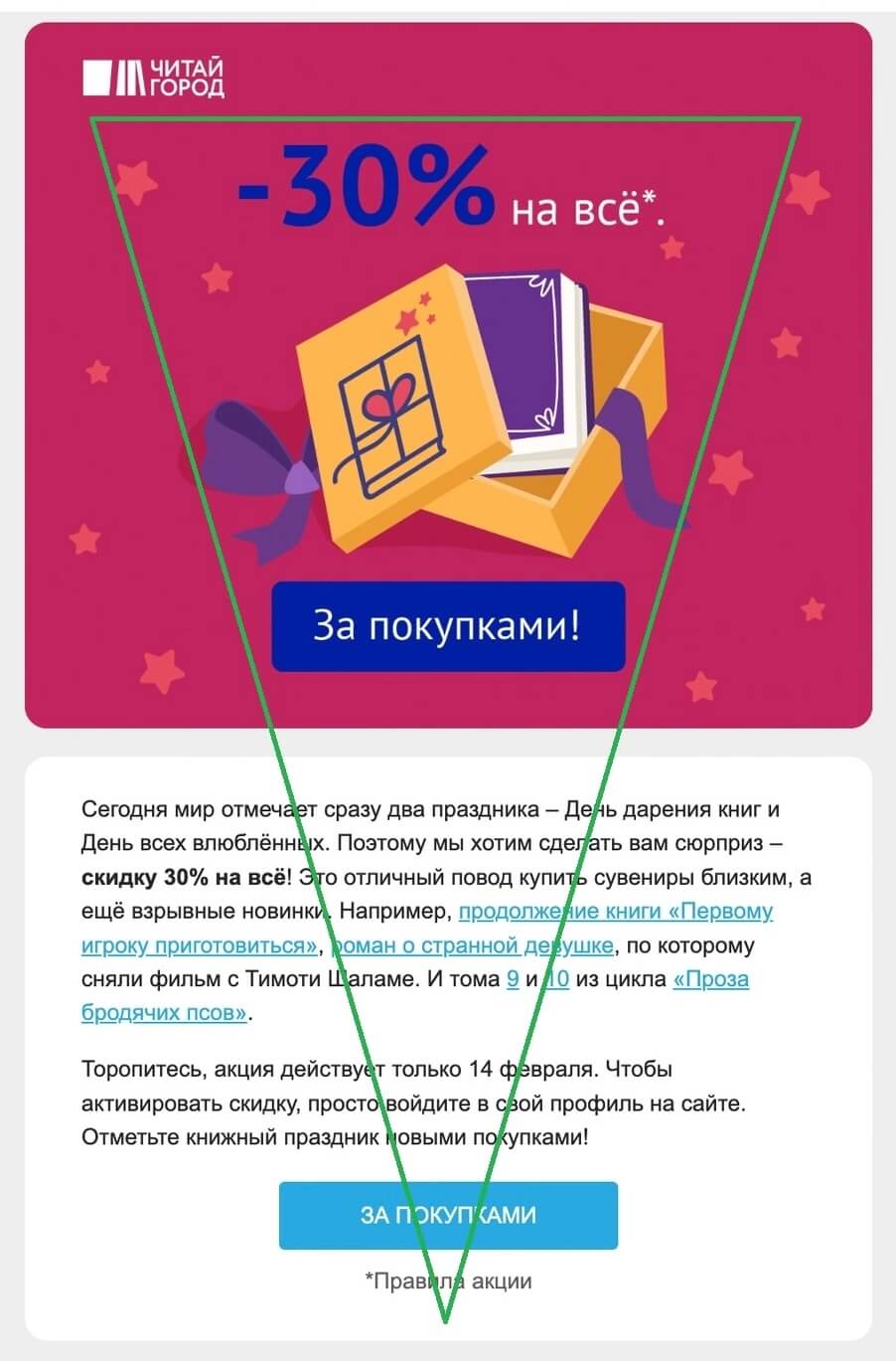 перевернутая пирамида в email-рассылке