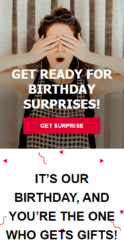 Шаблон email: Приготовьтесь к сюрпризам в честь Дня рождения - мобильная версия