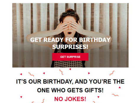 Шаблон email: Приготовьтесь к сюрпризам в честь Дня рождения - десктоп версия