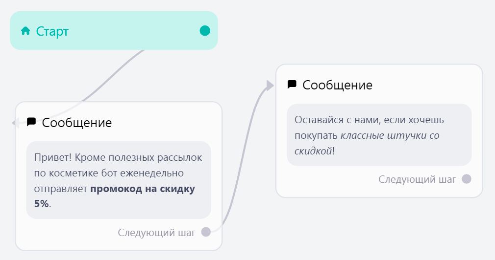 Приветственное сообщение в Телеграме с бонусом