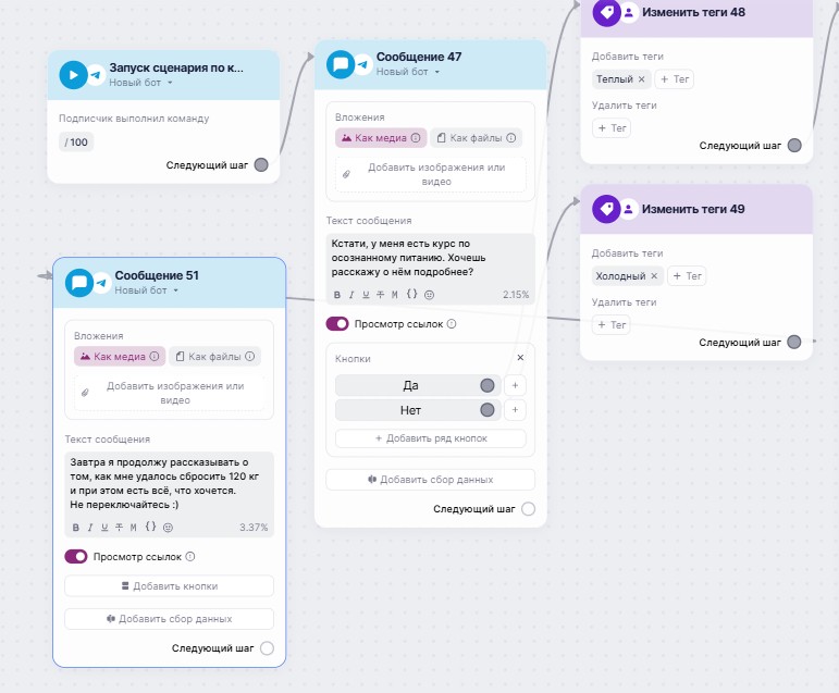 Пример первой части сценария.