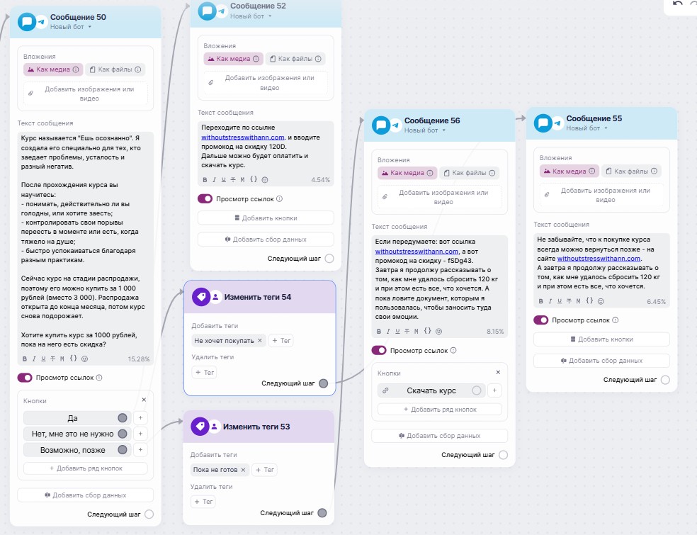 Пример второй части сценария.
