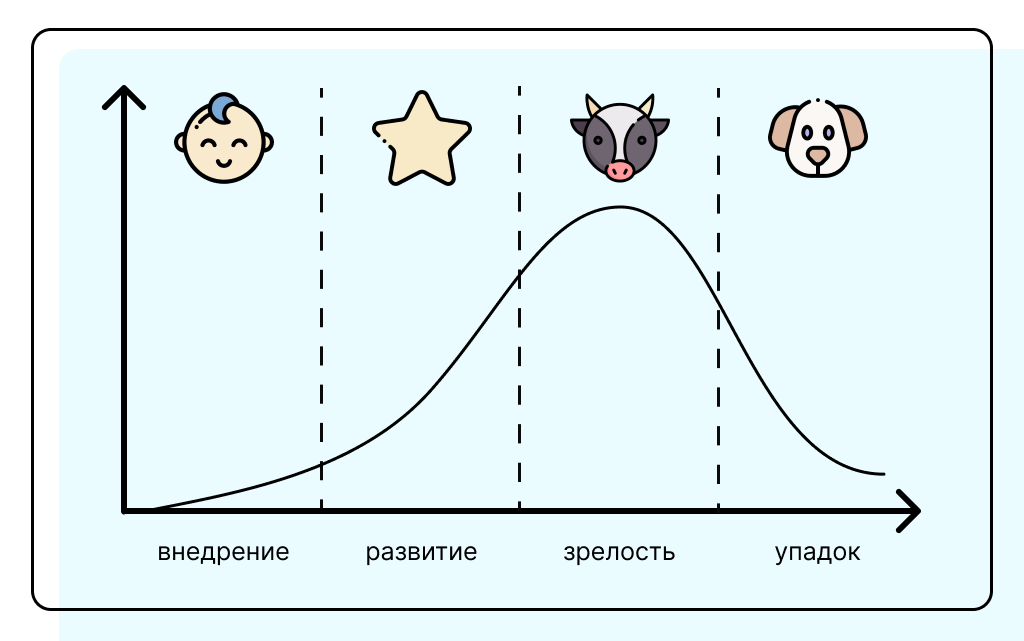 Жизненный цикл продукта в матрице БКГ