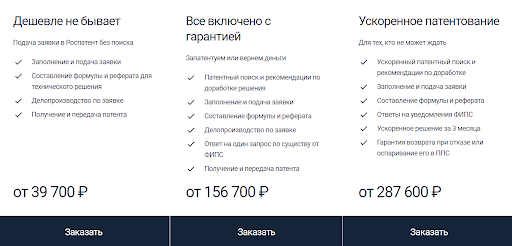 стоимость услуг по патентованию изобретения