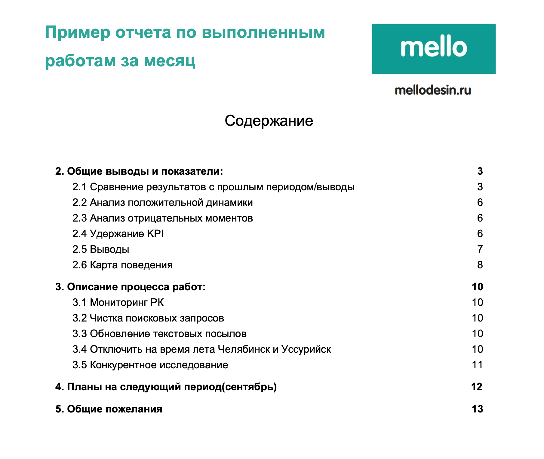 отчет агентства Mellodesign