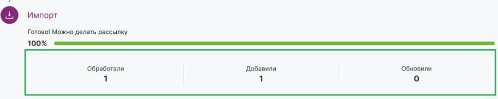 Статистика импорта контактов.
