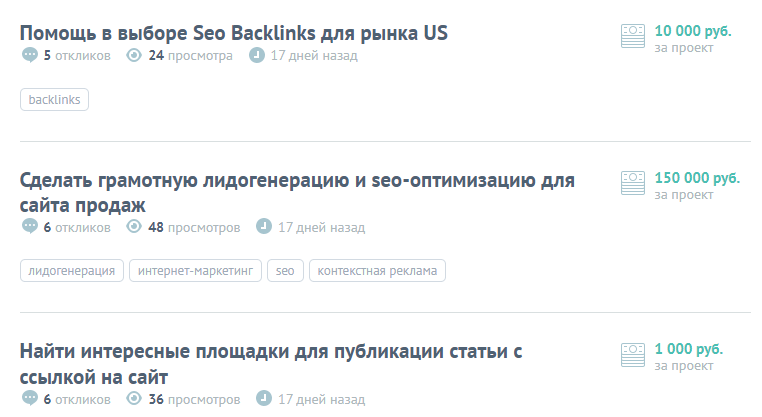 Заказы на SEO на биржах фриланса