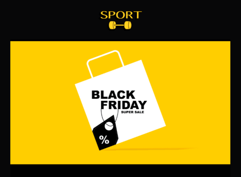 Шаблон email: Чёрная пятница — спортивная супер распродажа - десктоп версия