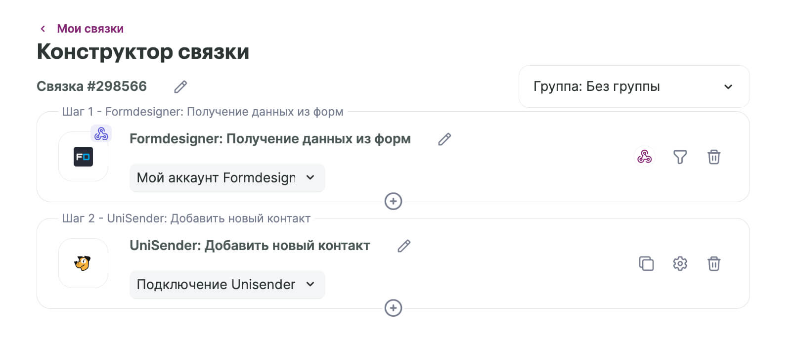 Готовая интеграция Unisender и Formdesigner.