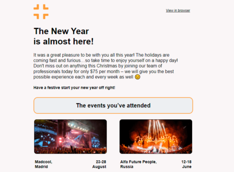 Шаблон email: Новый год уже здесь - десктоп версия