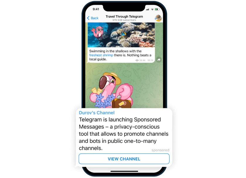 пример рекламы в Telegram