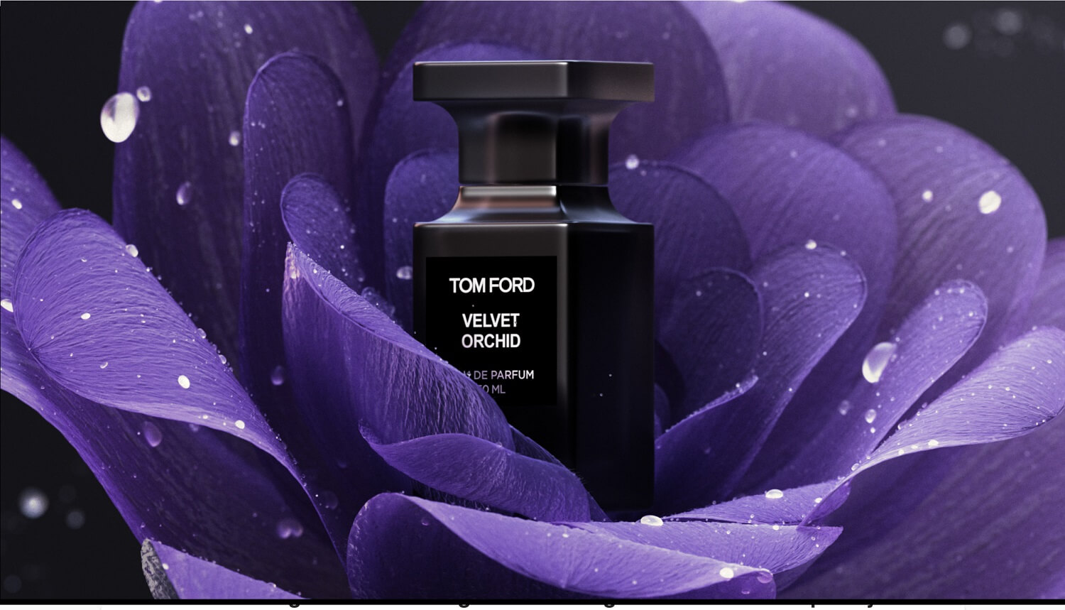 Рекламное CGI-изображение духов Tom Ford в цветке