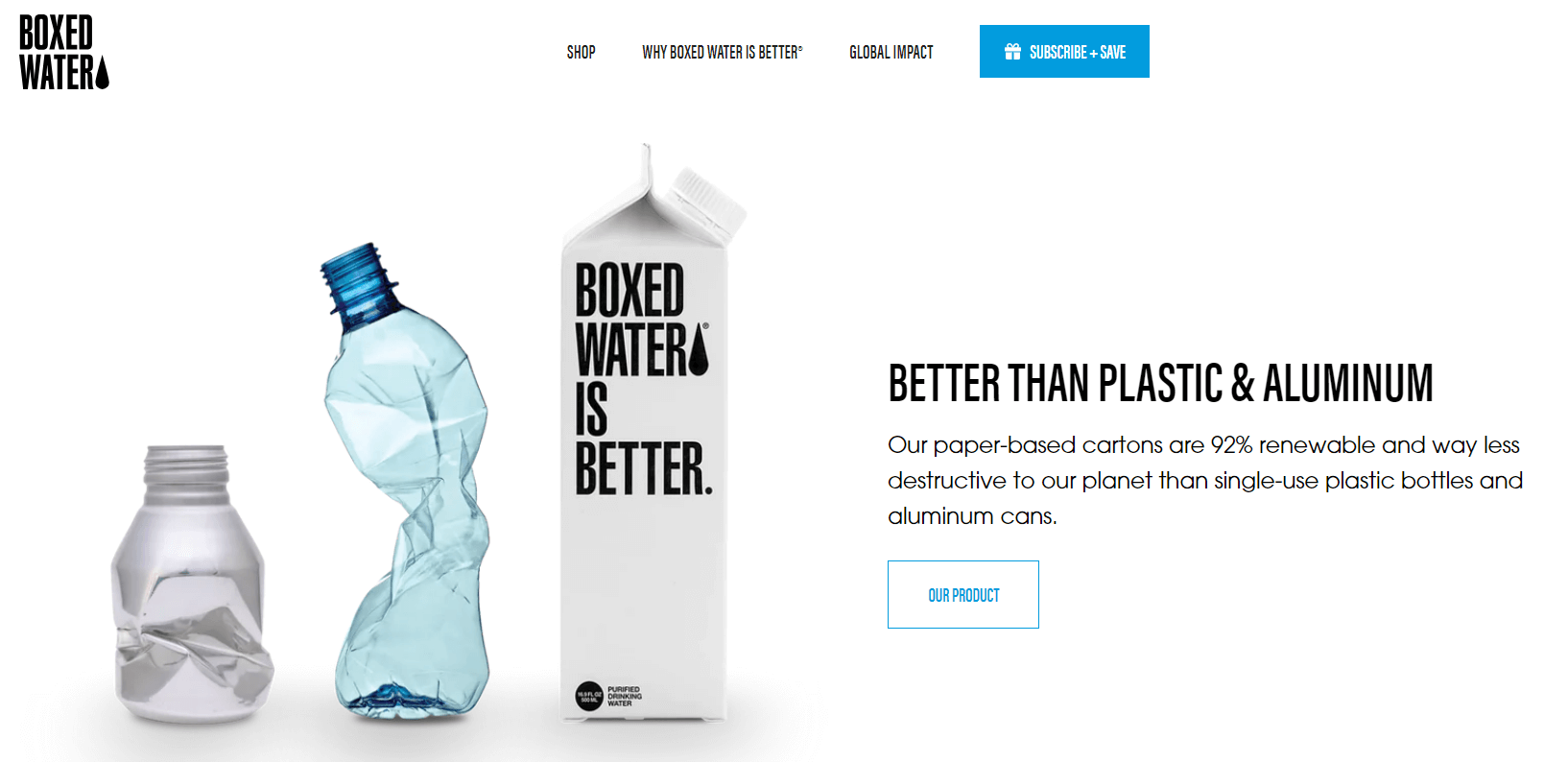 Скриншот с сайта компании Boxed Water