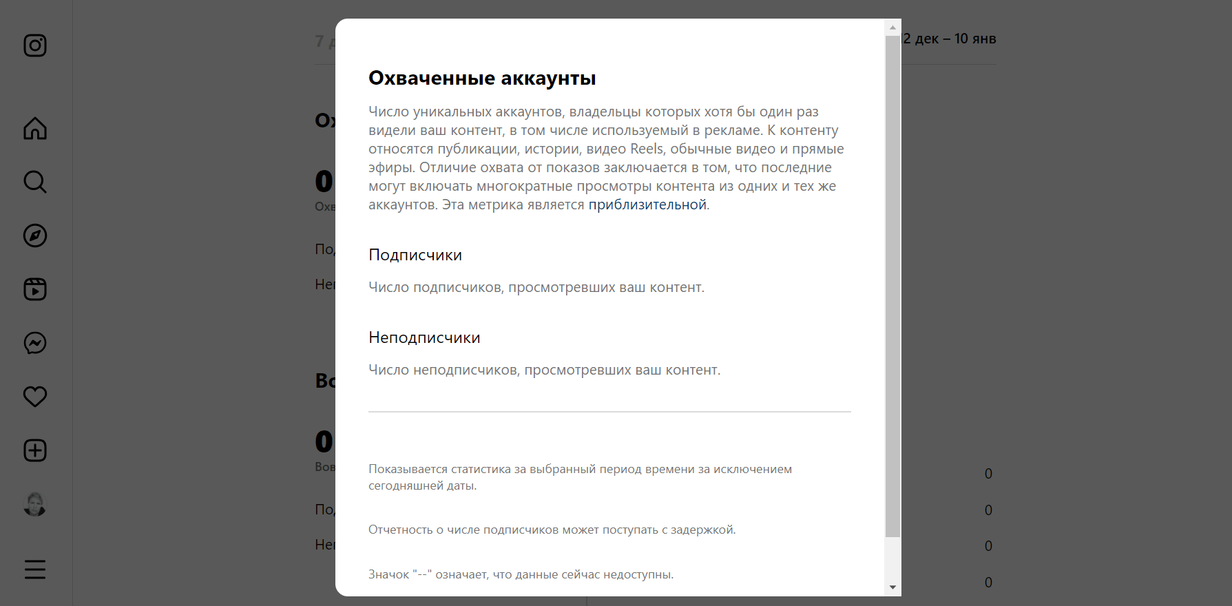 «Охваченные аккаунты» в Instagram*