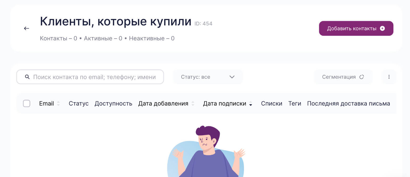 Страница созданного списка. 