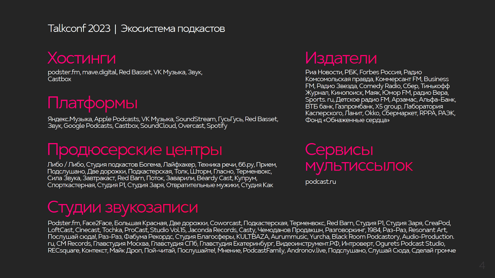 экосистема подкастов от Talkconf