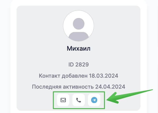 Как связаться с подписчиком из карточки контакта.