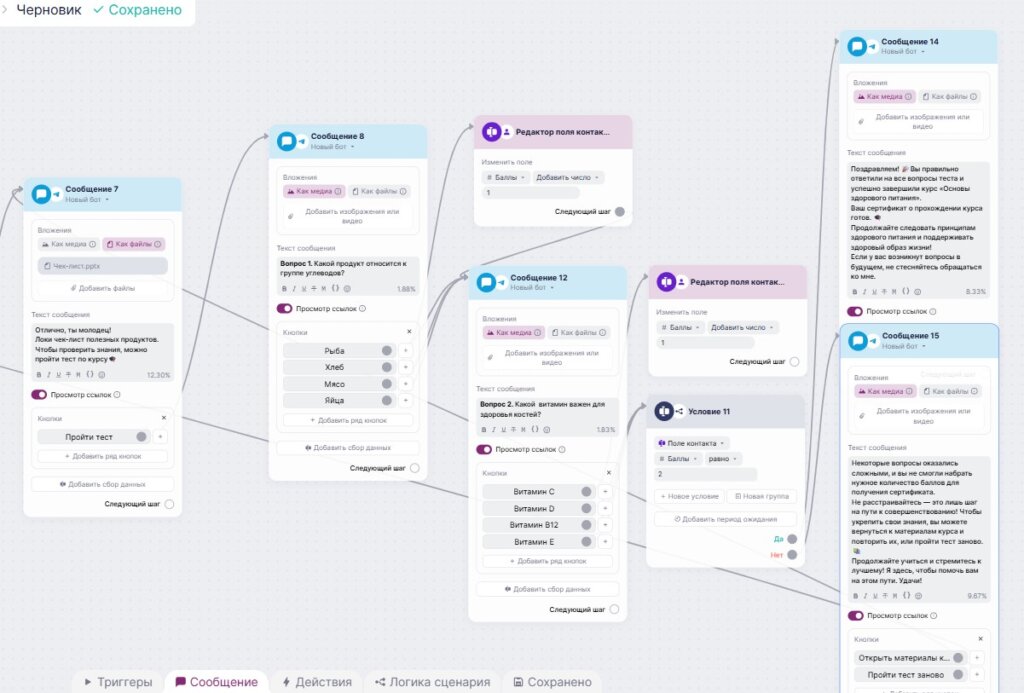 Пример сценария с подсчетом баллов.