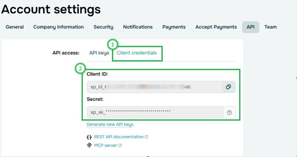 Как скопировать API-ключ.