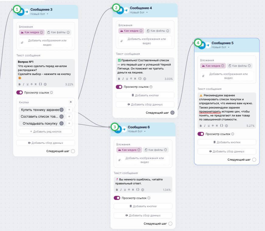 Пример квиза в сценарии.