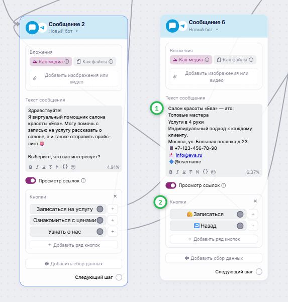 Пример оформления информации о салоне. 