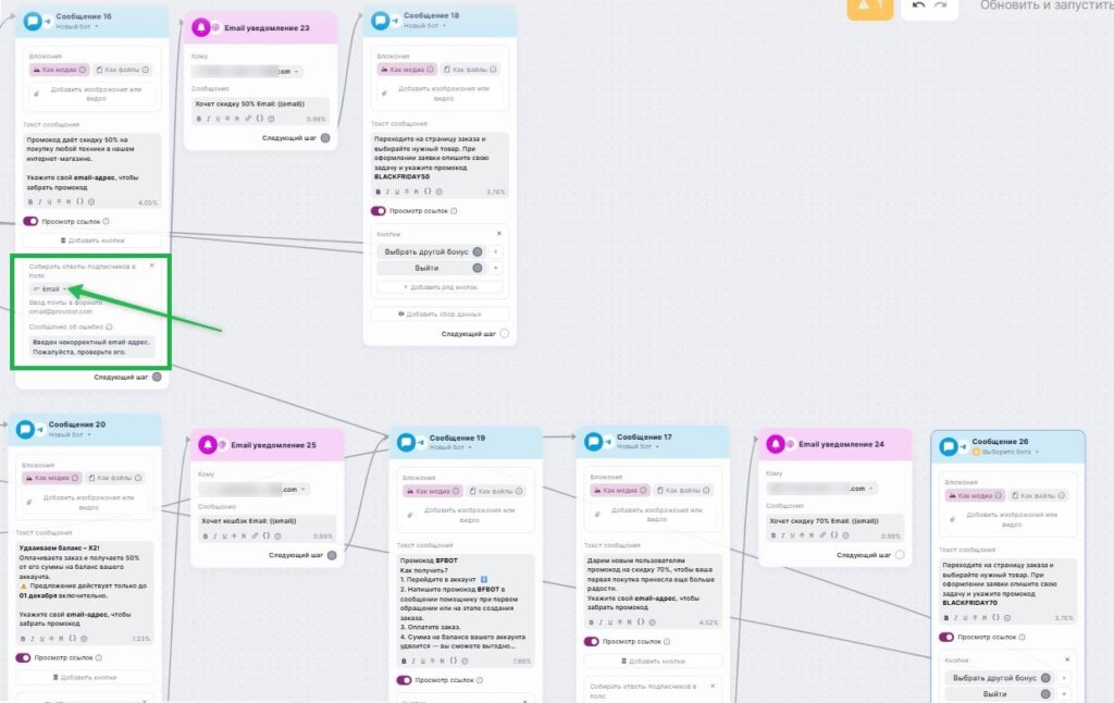 Пример сбора данных в сценарии.
