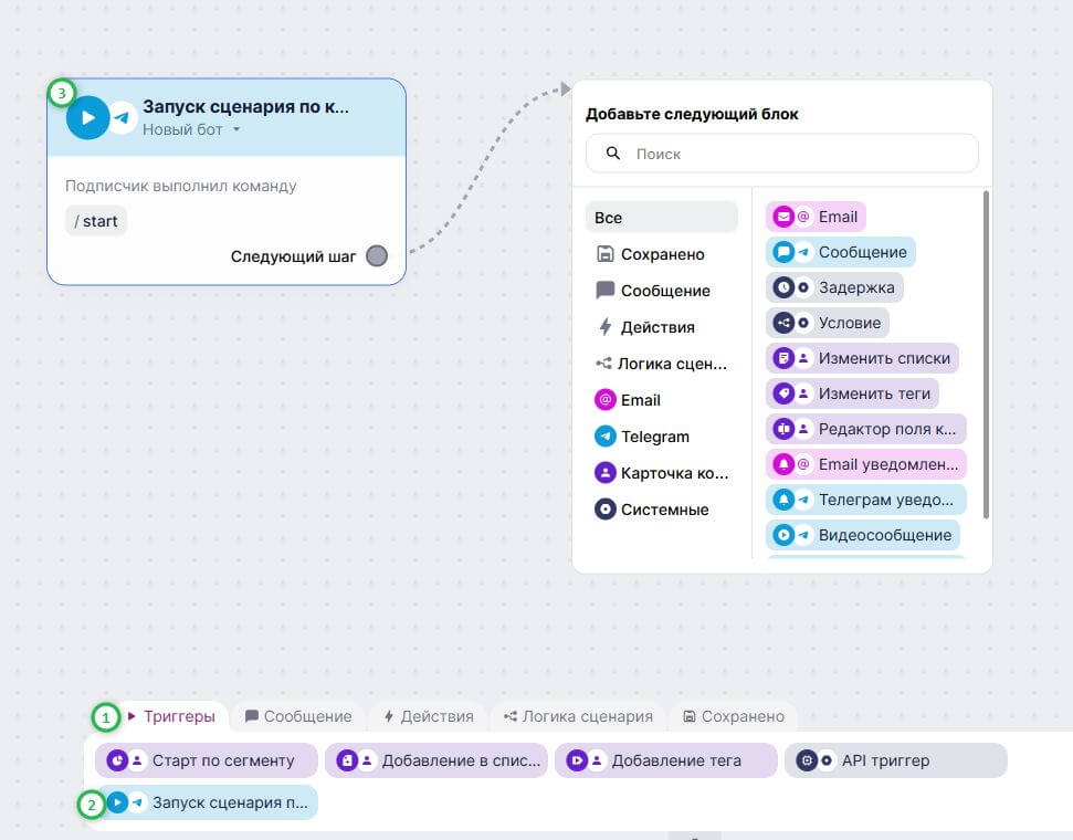 Как добавить триггер «Запуск сценария по команде».