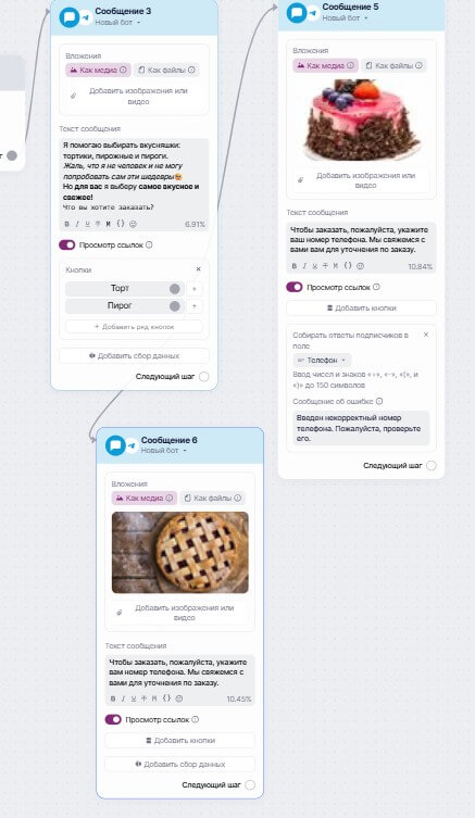 Пример добавления картинок с товаром в сценарий.
