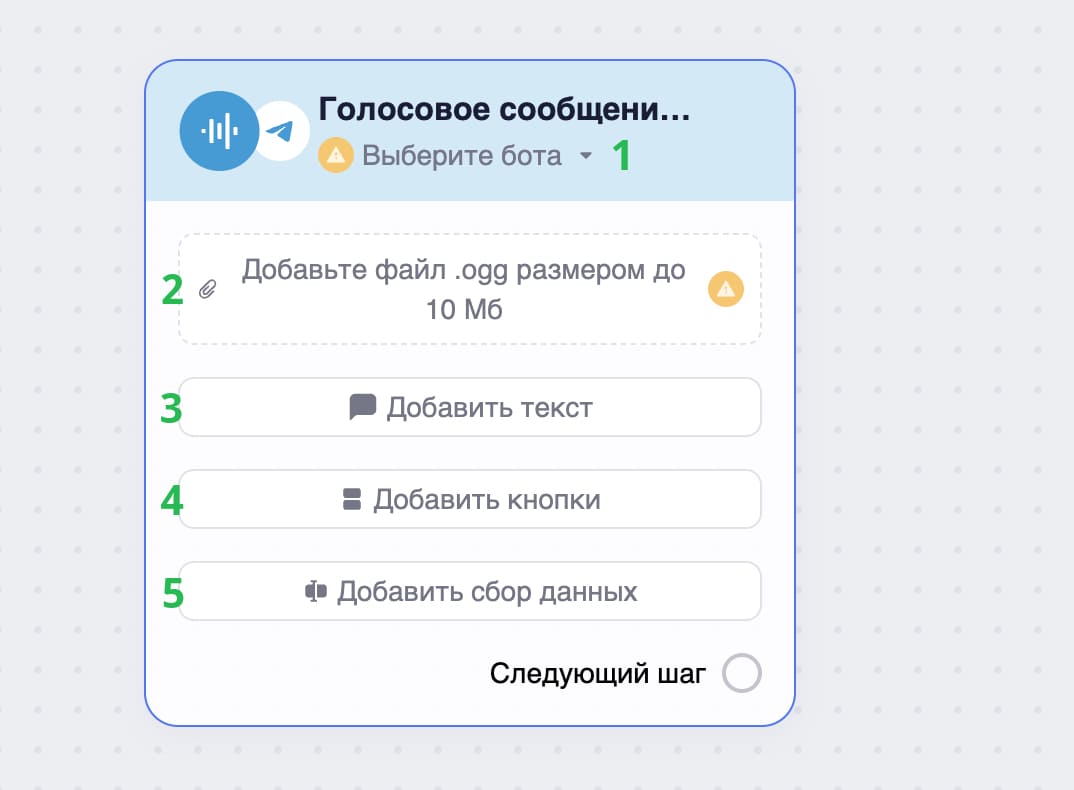 Блок «Голосовое сообщение».