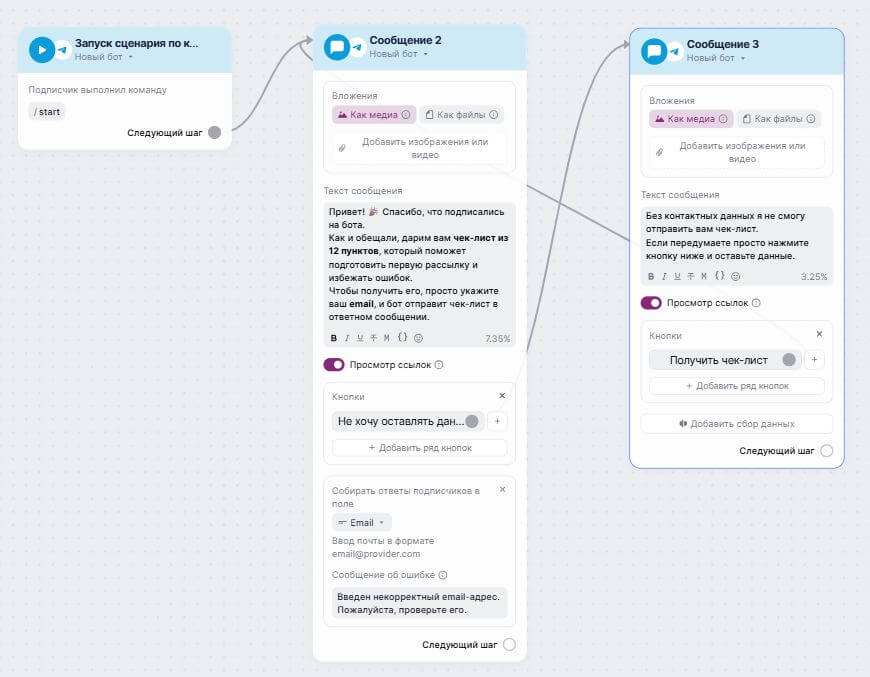 Пример ветки сценария.