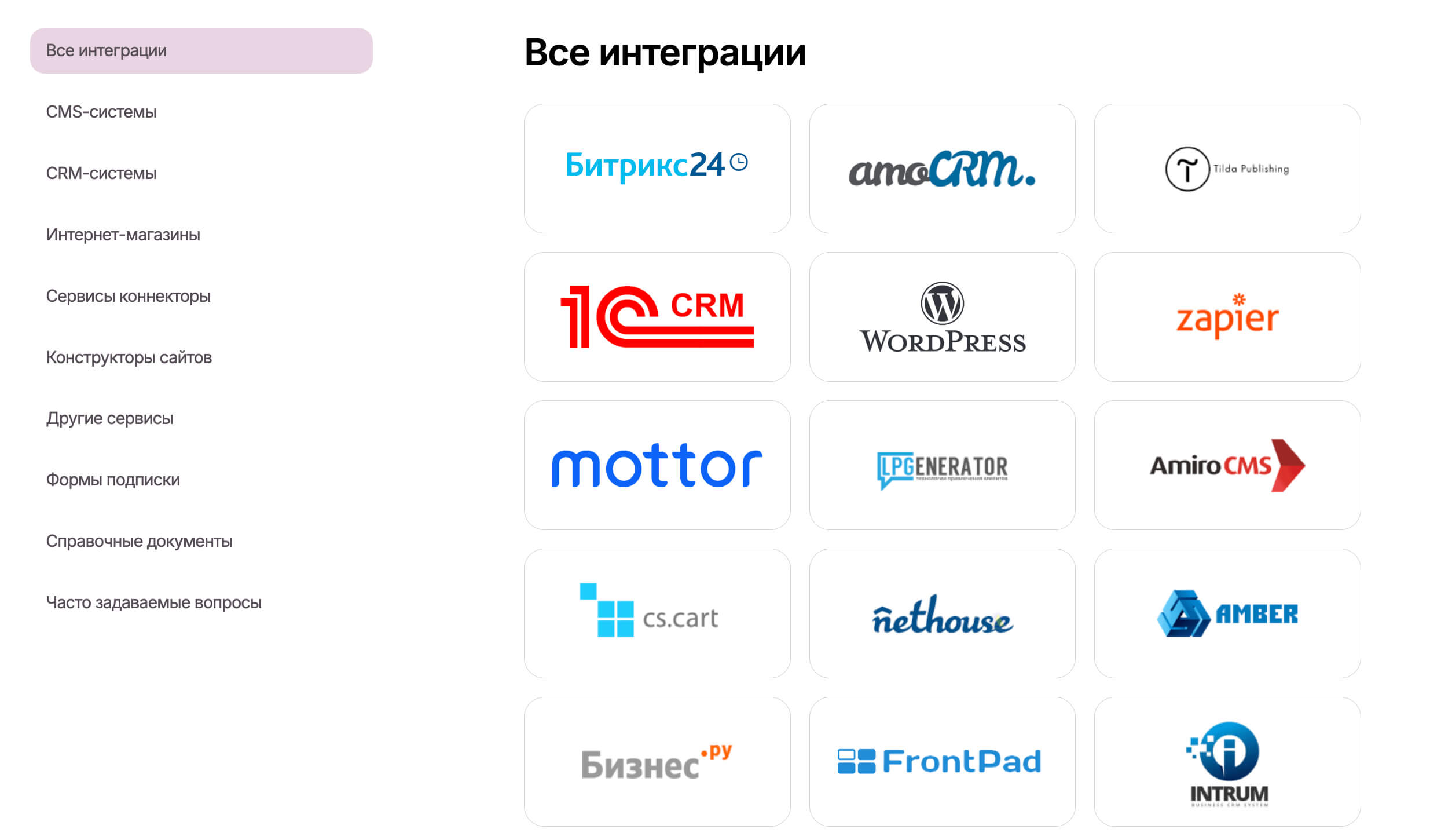 Все интеграции с Unisender.