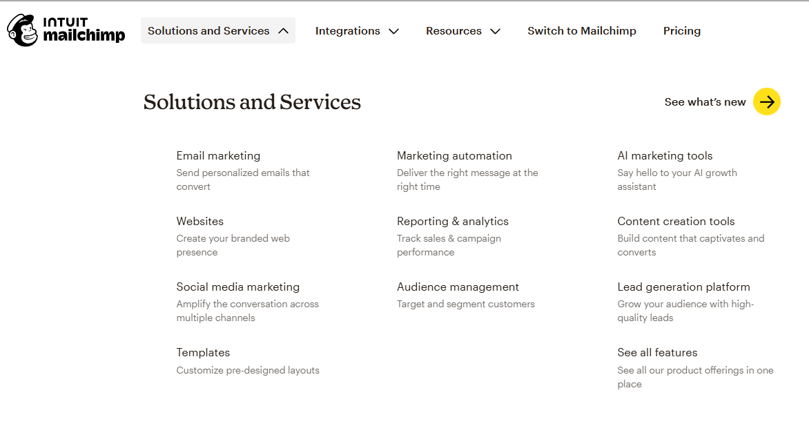 Функционал Mailchimp