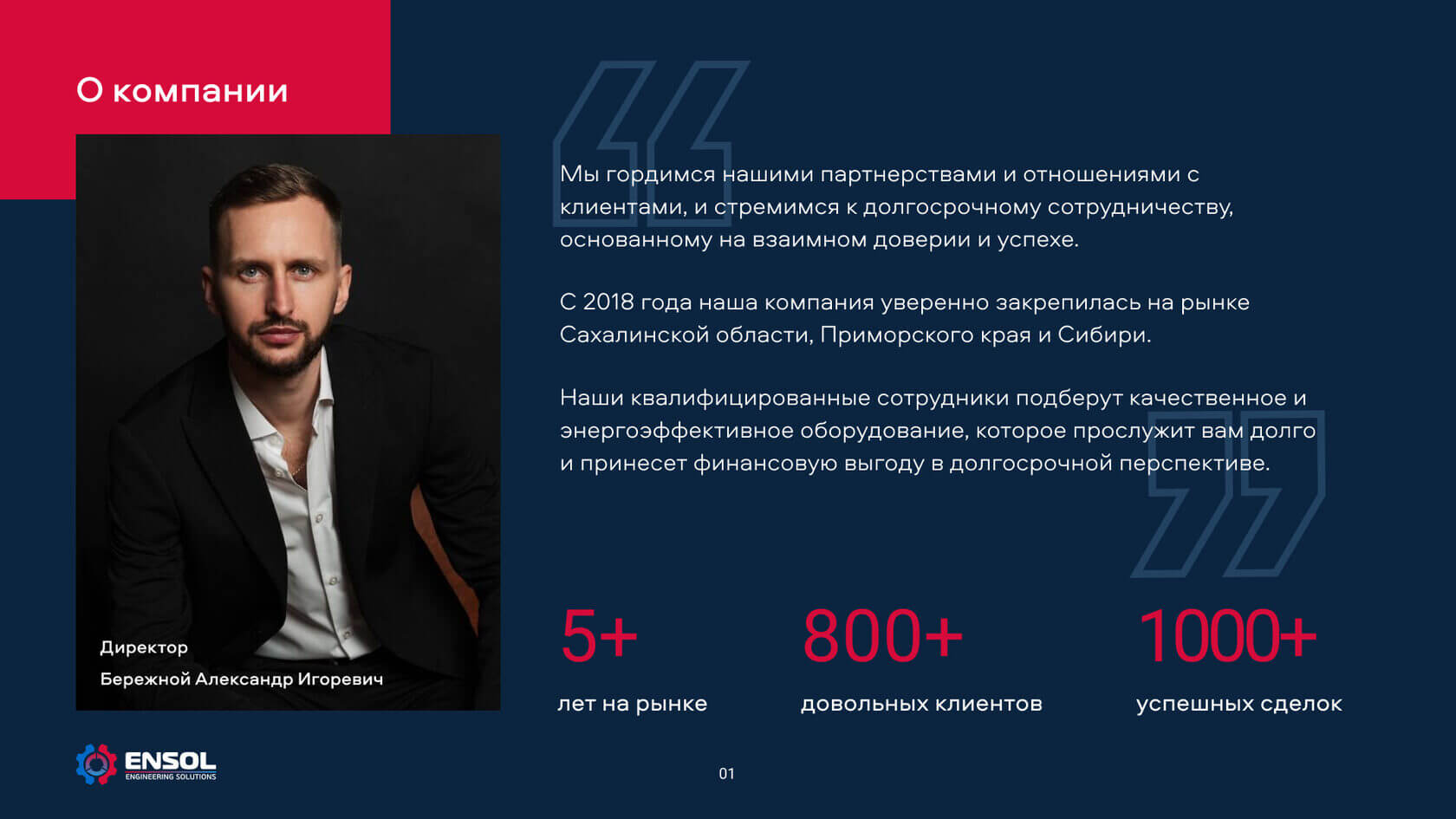 скриншот слайда с общими данными о компании