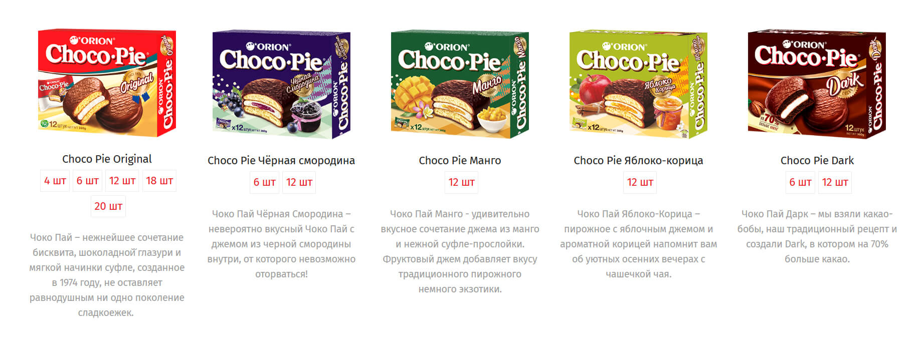 Вкусы бисквитов