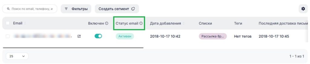 Статус контакта.
