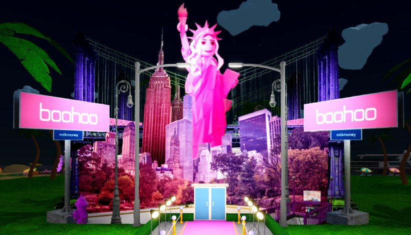 скриншот рекламной интеграции Boohoo в Paris World