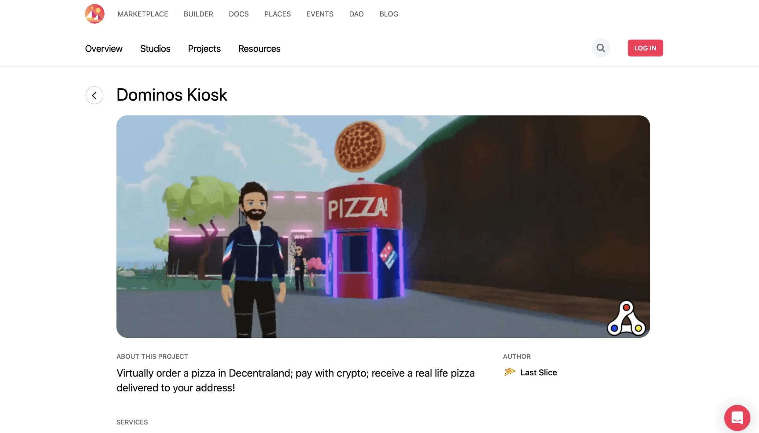 скриншот площадки Domino’s Pizza в Decentraland