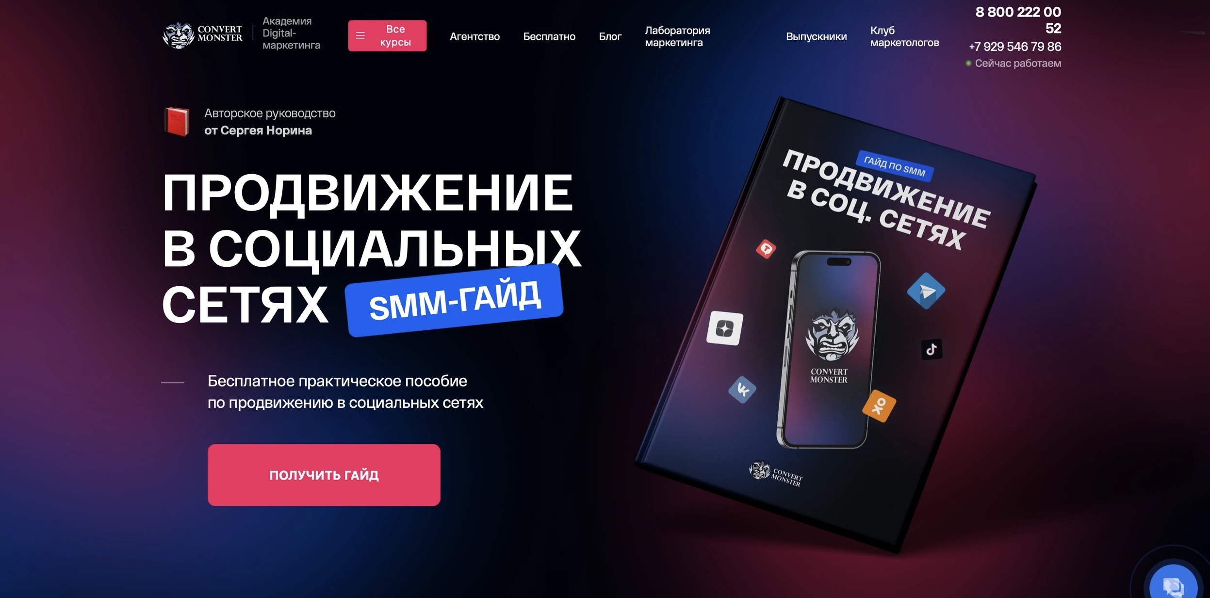 скриншот сайта академии Convert Monster