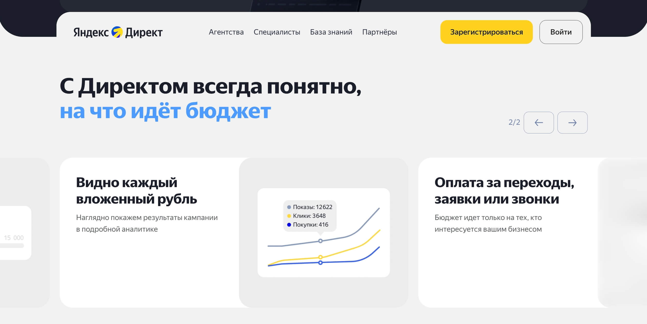 скриншот страницы «Яндекс Директ»