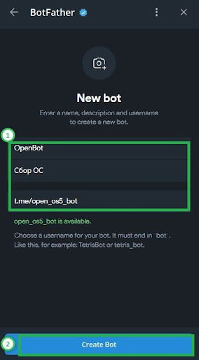 Создание нового чат-бота.