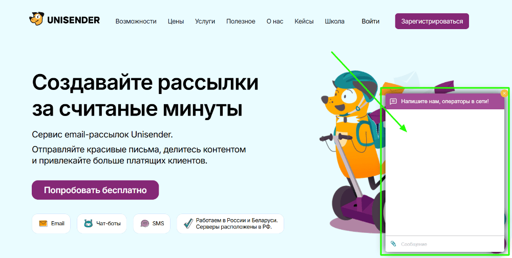 Диалоговое окно онлайн-чата