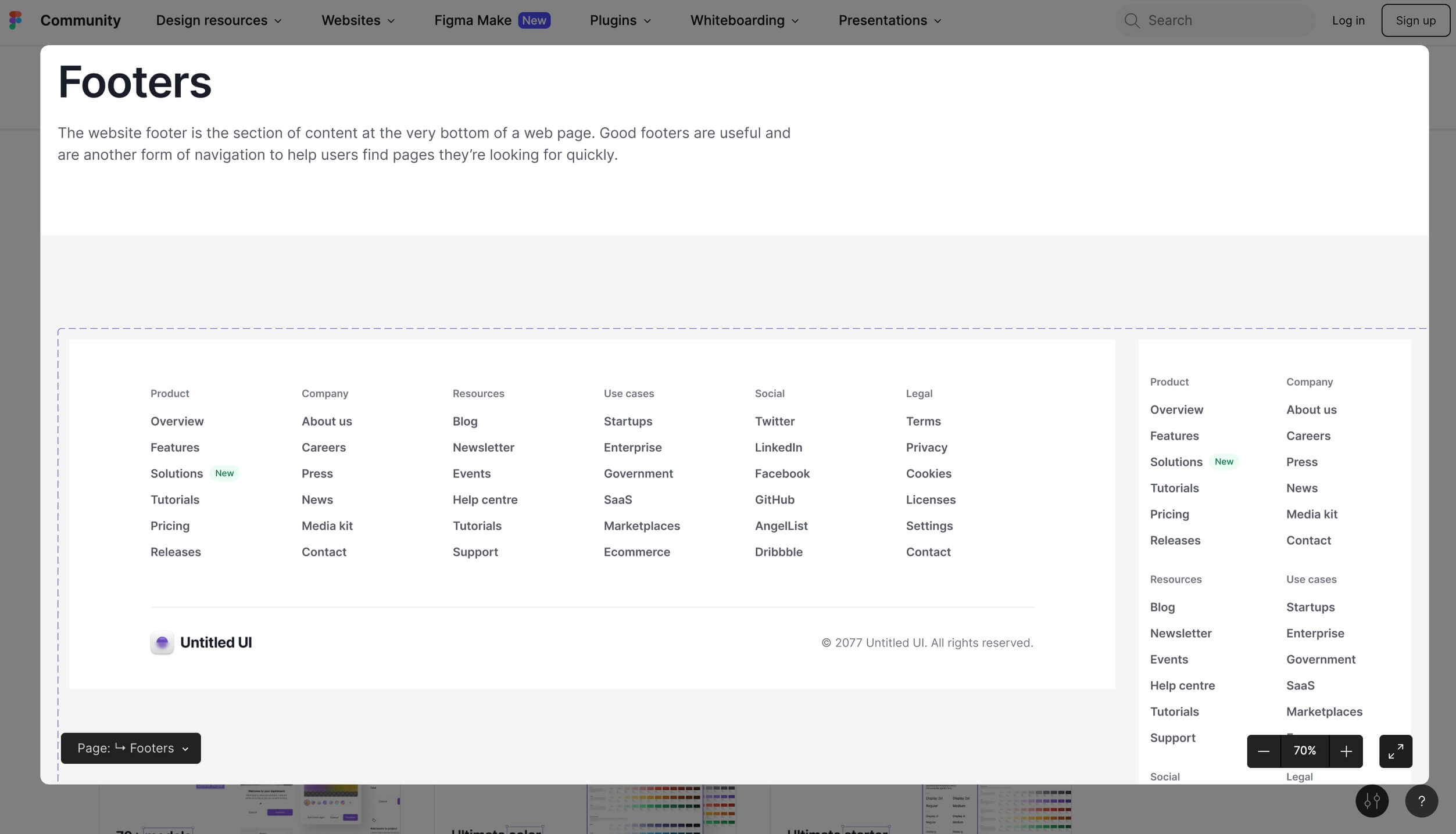скриншот футера в UI-ките