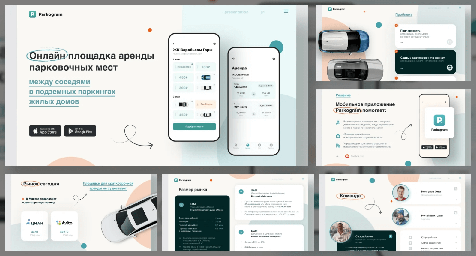 Пример инвестиционной презентации мобильного приложения Parkogram