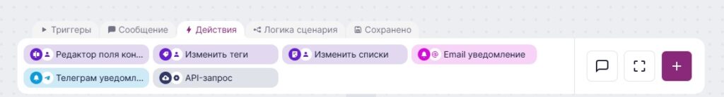 Блоки «Действия».