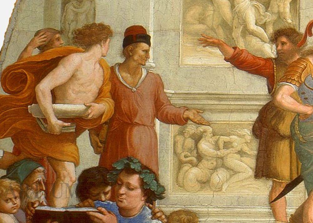 деталь фрески Рафаэля «Афинская школа», изображающая философа Диагора Мелосского 